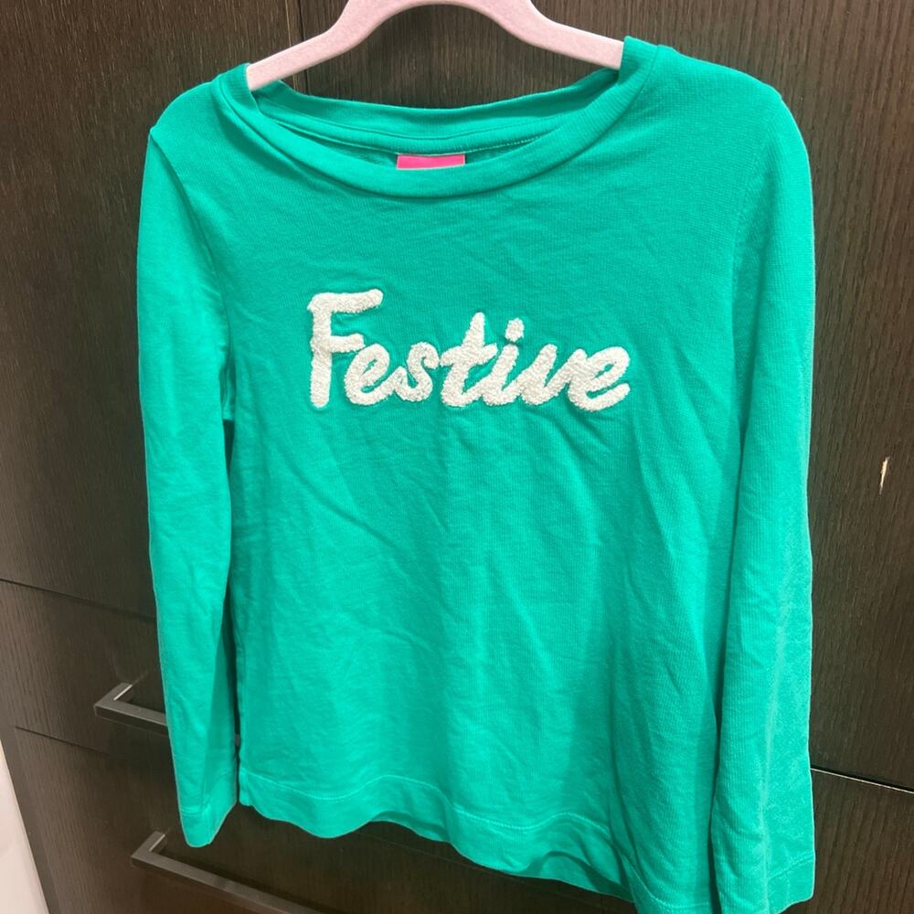 Lilly pultizer festive green girls sweater size 8-10‎